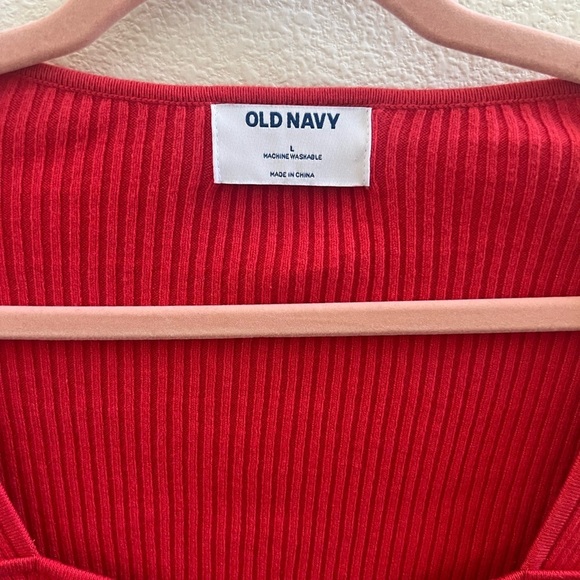 Old Navy Sweetheart Neckline Rib-Knit Pullover Sweater Cherry Tomato Size Large - Picture 4 of 5